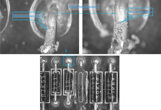 Visual Inspection (After Removal of Blue-Green Foreign Matter) Visual Inspection (After Removal of Blue-Green Foreign Matter)